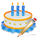 Birthday, Cake, Write icon