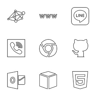 Social Media & Logos II Linear Black icon sets preview