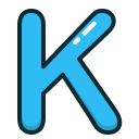 blue, letters, k, alpabet, letter icon