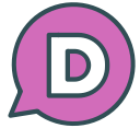 brand, circle, chat, d, single, letter icon
