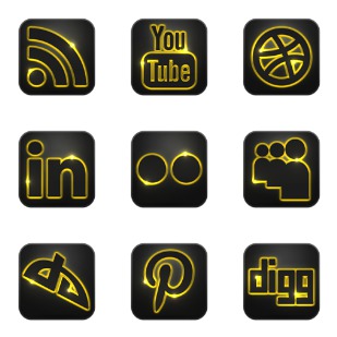 Neon Glow Social Media icon sets preview