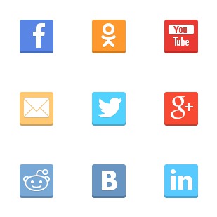 Flat 3D Social Media icon sets preview