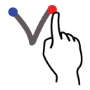 gestureworks, lowercase, stroke, letter, v icon