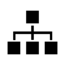Hierarchical block scheme of squares icon