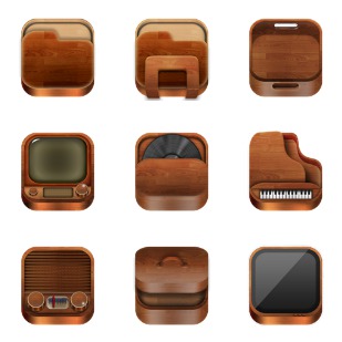 Wooden icon sets preview