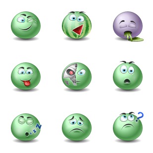 Green Emo icon sets preview