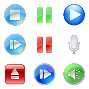 Play Stop Pause icon sets preview