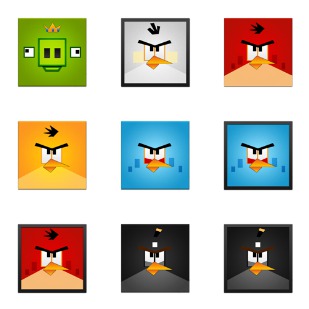 Square Angry Birds icon sets preview
