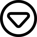 Down arrow in circular button outline icon