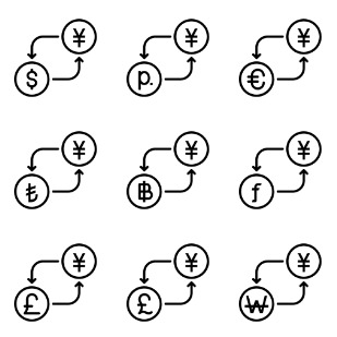 Currency Conversion - Yen icon sets preview