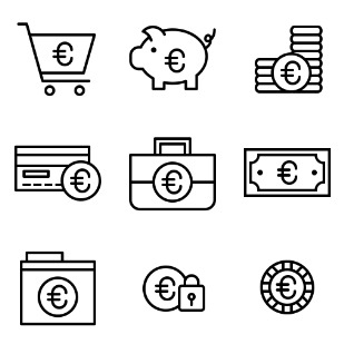 Currency - Euro vol 1 icon sets preview