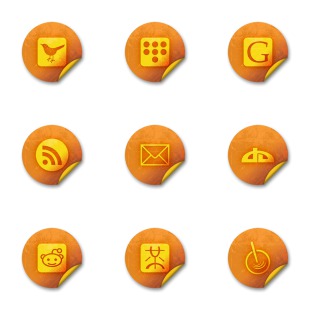 Orange Stickers Social Media icon sets preview