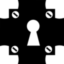 Keyhole in a cross shape icon
