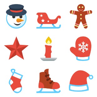 Christmas Flat Color icon sets preview