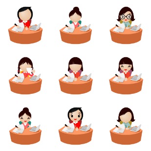 Women Office icon sets preview