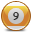 nine, pool, ball, half, yellow icon