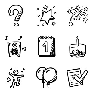 New Year's Hand Drawn - Sticker icon sets preview