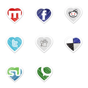 Valentines Special Social Bookmark Set icon sets preview