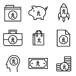 Currency - Taiwan Dollar Vol 1 icon sets preview