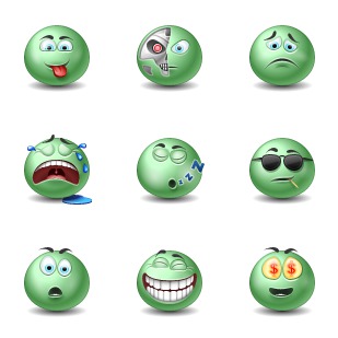 Green Emot icon sets preview