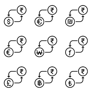 Currency Conversion - Indian Rupee icon sets preview
