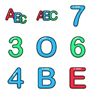 letters and numbers icon sets preview