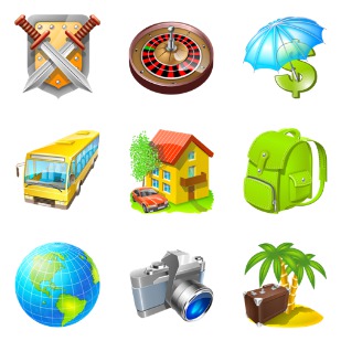 Travel icon sets preview