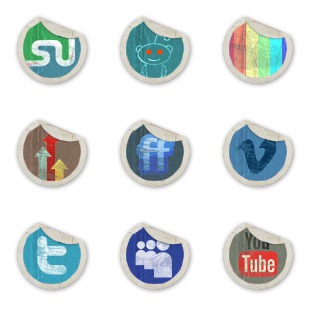 Grunge Peeling Social Media Stickers icon sets preview