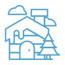 house, winter, tree, home, cabin, cloud icon