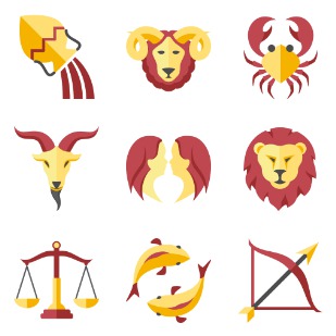 Flat Zodiac icon sets preview