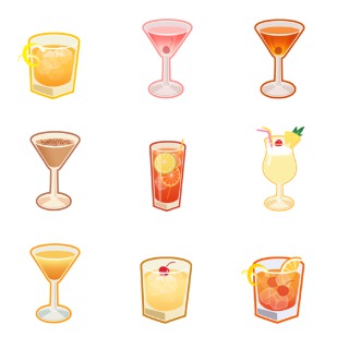 Cocktails icon sets preview