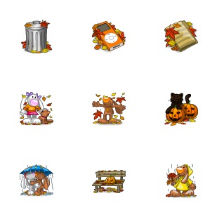 I Love Autumn icon sets preview