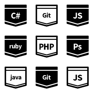E-Learning / Coding / Tutorial Badge icon sets preview