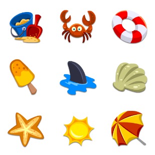 Beach icon sets preview