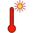 healthcare, fever, sun, thermometer, medical care icon