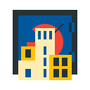 bank, finance, home, office, building icon
