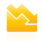down, area, chart, yellow icon