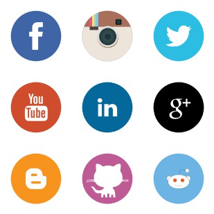 Flat Social Media Set (Round Style) icon sets preview