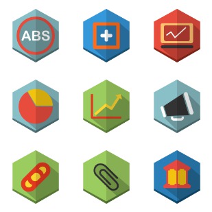 Long Shadow Polygon icon sets preview