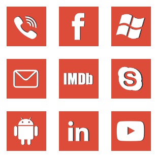 Red Social Media icon sets preview