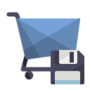 diskette, cart, shoping icon