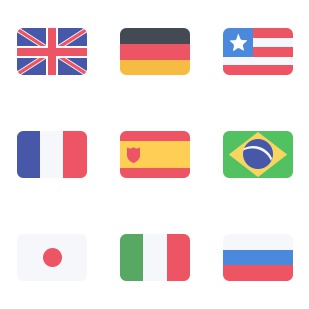 195 flat flag PSD icon sets preview