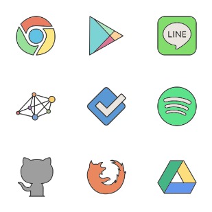 Social Media & Logos II Filled Line icon sets preview