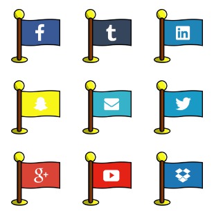 Social Media Flags icon sets preview