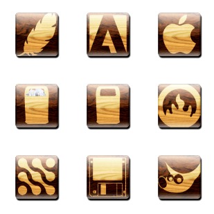 Wooden icon sets preview