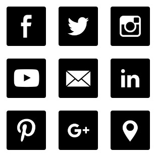 Miu square black social icon sets preview