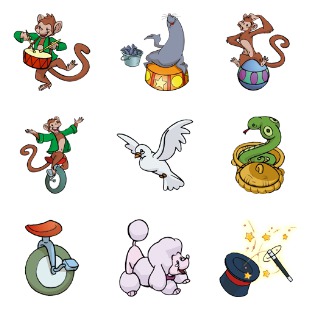 Circus icon sets preview