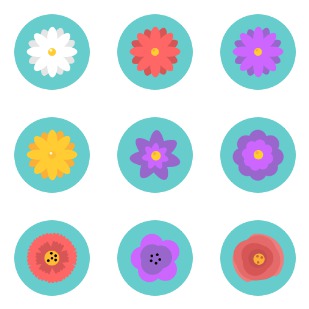 Flowers icon sets preview