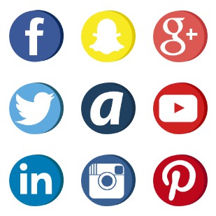 Social Media : Colours (mouse over) and gray scale icon sets preview