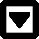 Down arrow triangle in a square of gross line icon